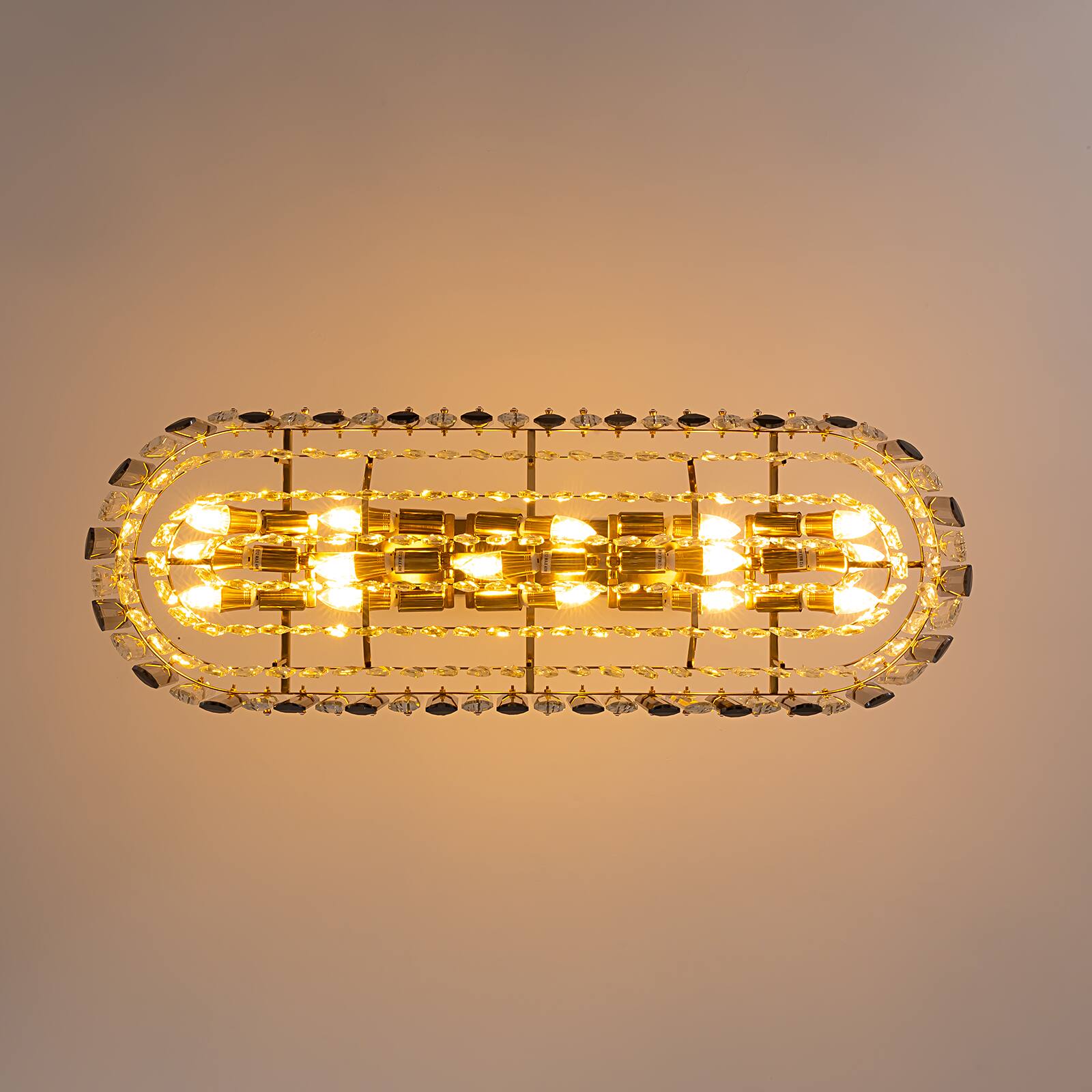 Alt View 7. Siljoy - 39.4" 15-Light Luxury Linear Crystal Island Chandelier Antique Gold Brass Adjustable Ceiling Light for Bedroom Foyer - Gold.