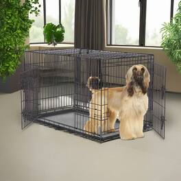 Pefilos - 48" Dog Crates for Large Dogs Folding Mental Wire Pet Cage Outdoor and Indoor Dog Kennels