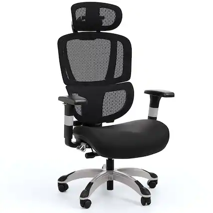 Front. Staples - Hyken Pro Ergonomic Fabric Swivel Task Chair, Black (ST63228) - Black.