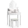 Front. Costway - Costway Makeup Vanity Dressing Table Set w/10 Dimmable Bulbs Cushioned Stool - White.