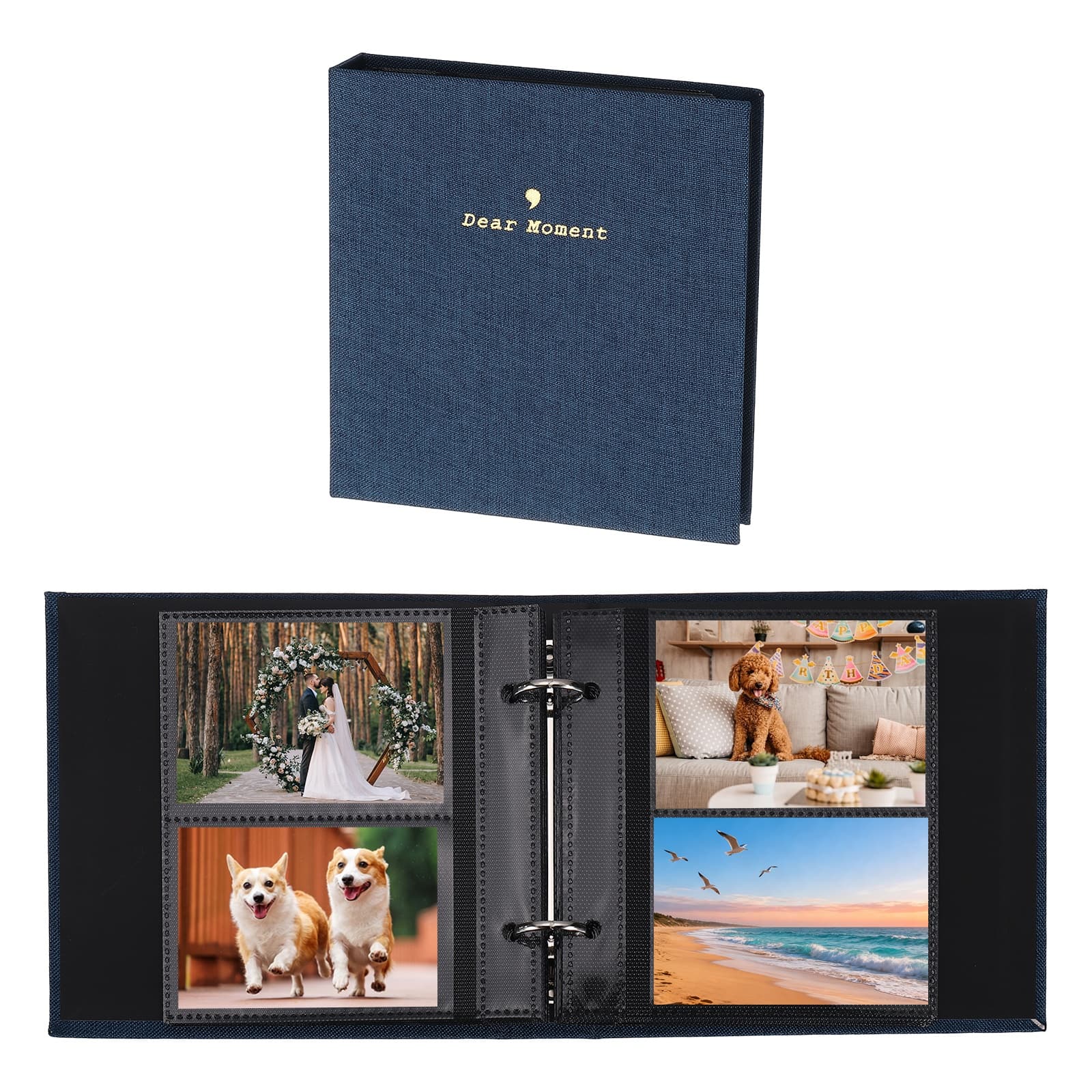 Unique Bargains - Small Photo Album 5.9x5.7 Inch Linen Picture Book, 25 Pages Holds 100 Photos Art Presentation Folder - Navy Blue price history on PriceWatchPro
