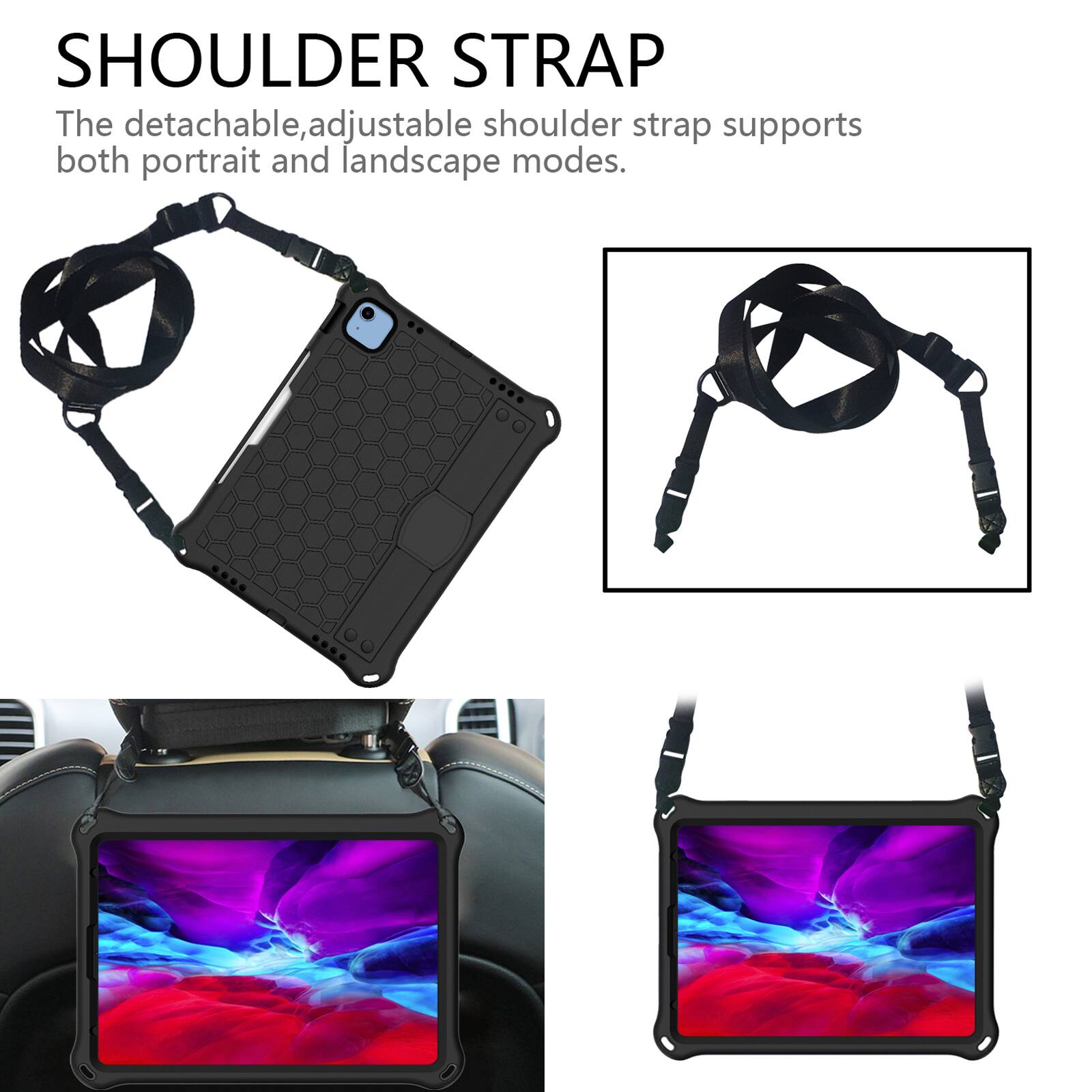 SHOULDER STRAP

The detachable, adjustable shoulder strap supports both portrait and landscape modes.