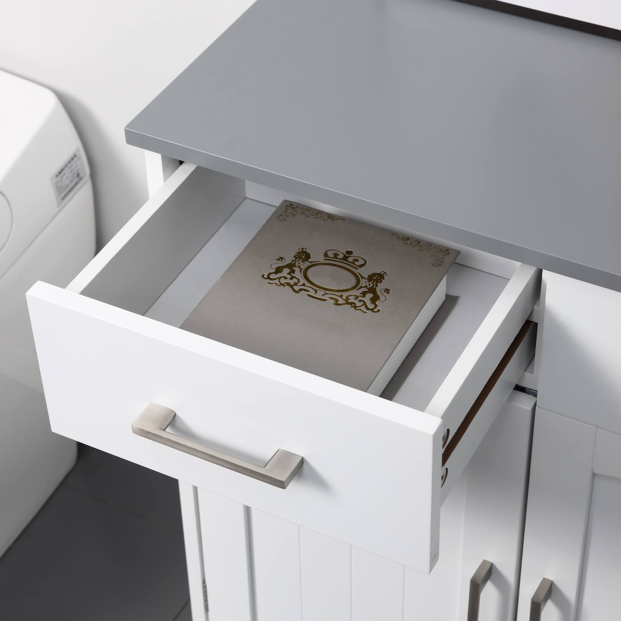 Alt View 4. Homcom - Sideboard Buffet, Storage Cabinet with 2 Doors, Credenza for Multifunction in Kitchen, Console, Living Room - Grey.