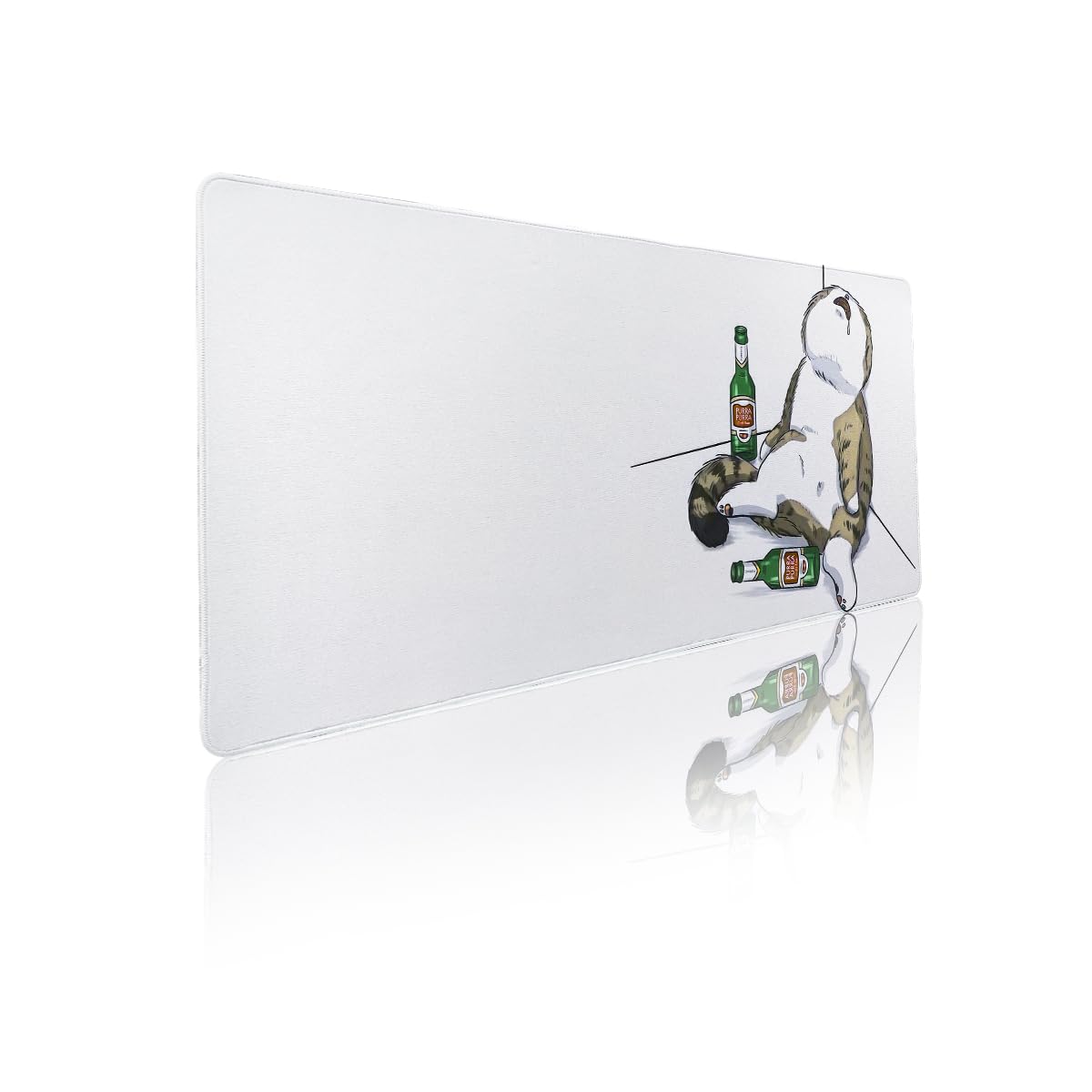 Front. Fabibe - Keynovo Gaming Mouse Pad  Large Non-slip 4mm Laptop Desk Waterproof For Office And Home - Drunk Cat 35.4"x15.7".