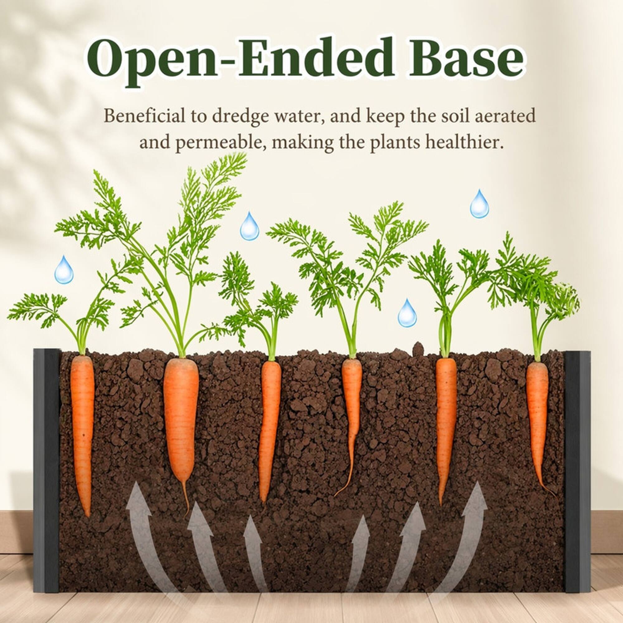 Open-Ended Base  
Beneficial to dredge water, and keep the soil aerated and permeable, making the plants healthier.