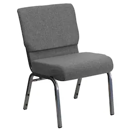 Alamont Home - Hercules 21"W Stacking Church Chair in Gray Fabric - Silver Vein Frame - Gray Fabric/Silver Vein Frame