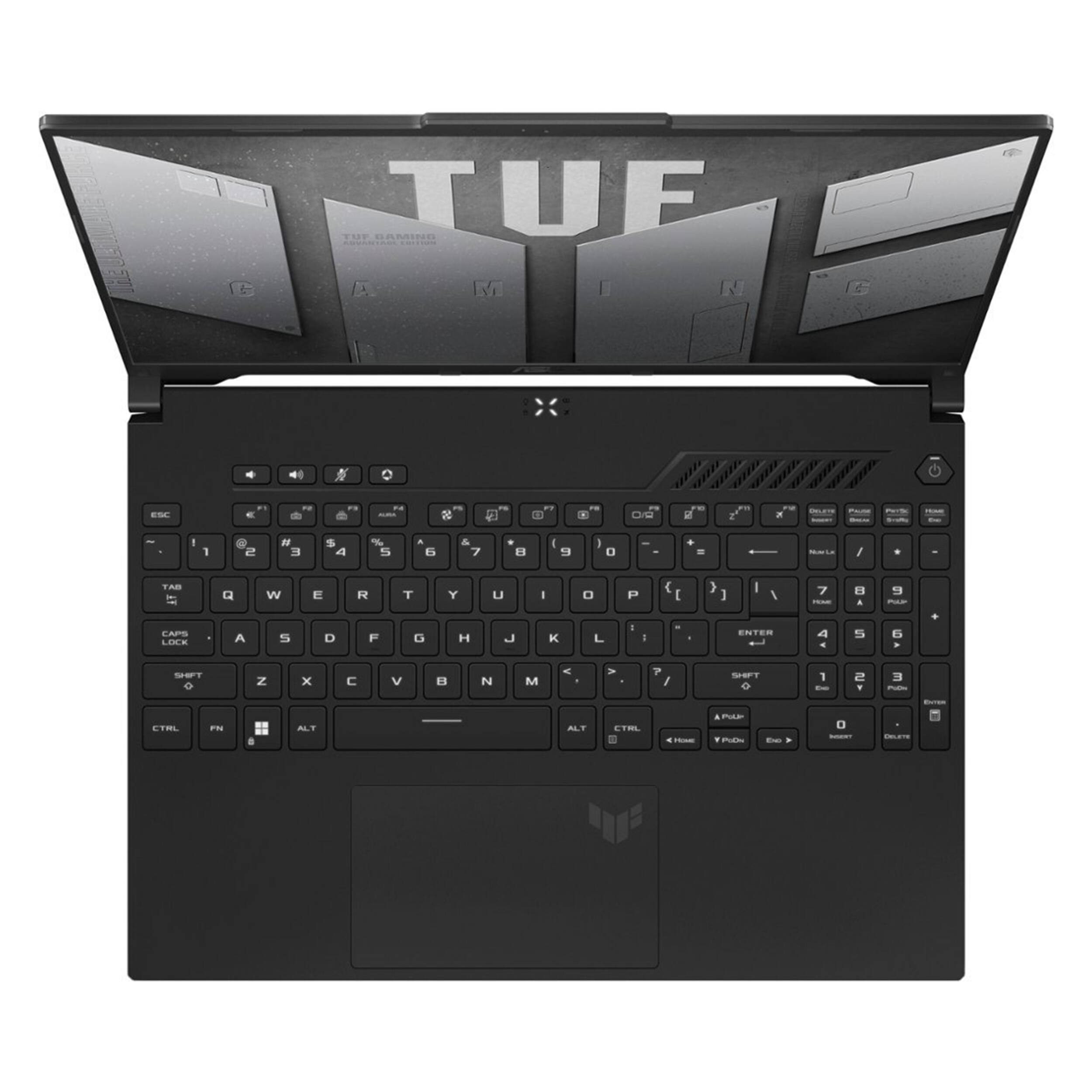 Sure, here is the corrected and grouped text from the image:

**Top Section:**
- TUF
- THE GAMING LAPTOP COLLECTION

**Keyboard Layout:**
- ESC
- 1 2 3 4 5 6 7 8 9 0 - = Backspace
- TAB Q W E R T Y U I O P [ ] \
- CAPS LOCK A S D F G H J K L ; ' Enter
- SHIFT Z X C V B N M , . / Shift
- CTRL FN ALT Spacebar ALT CTRL
- Fn Lock
- Fn Lock
- Fn Lock
- Fn Lock
- Fn Lock
- Fn Lock
- Fn Lock
- Fn Lock
- Fn Lock
- Fn Lock
- Fn Lock
- Fn Lock
- Fn Lock
- Fn Lock
- Fn Lock
- Fn Lock
- Fn Lock
- Fn Lock
- Fn Lock
- Fn Lock
- Fn Lock
- Fn Lock
- Fn Lock
- Fn Lock
- Fn Lock
- Fn Lock
- Fn Lock
- Fn Lock
- Fn Lock
- Fn Lock
- Fn Lock
- Fn Lock
- Fn Lock
- Fn Lock
-