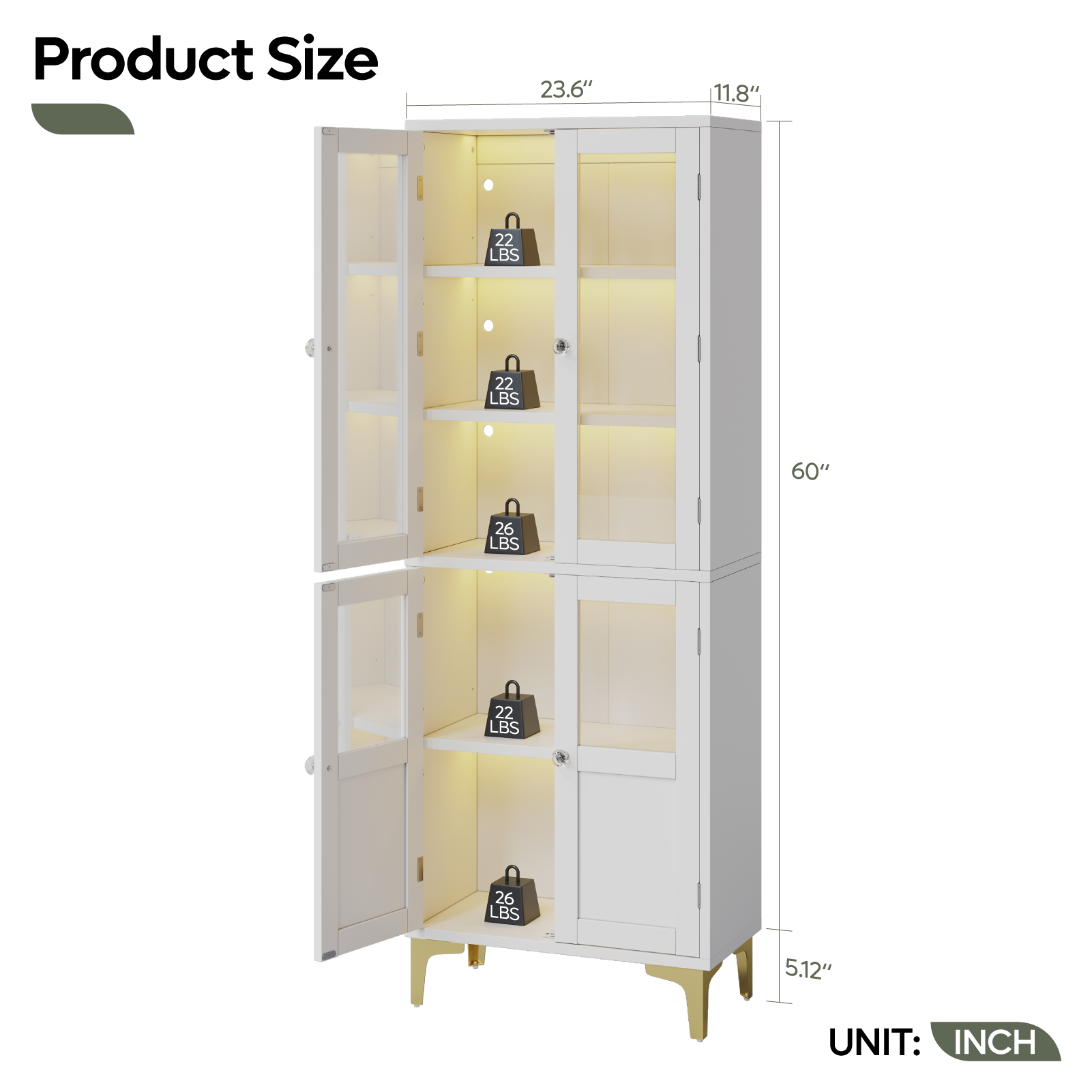 Product Size: 23.6" x 11.8" x 22 LBS.