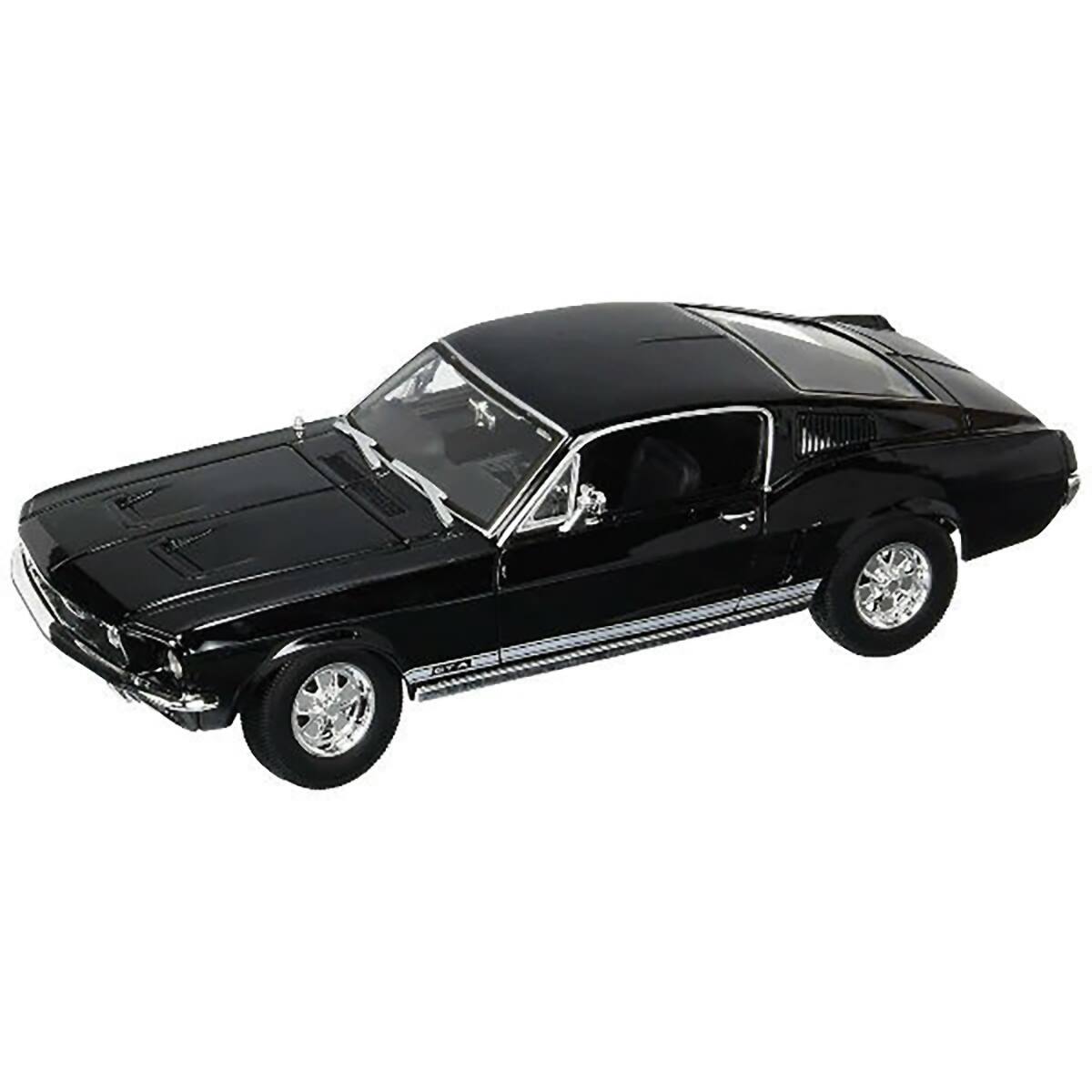 Angle. Maisto - 1967 Ford Mustang GTA Fastback Black "Special Edition" 1/18 Diecast Model Car by Maisto - Black.