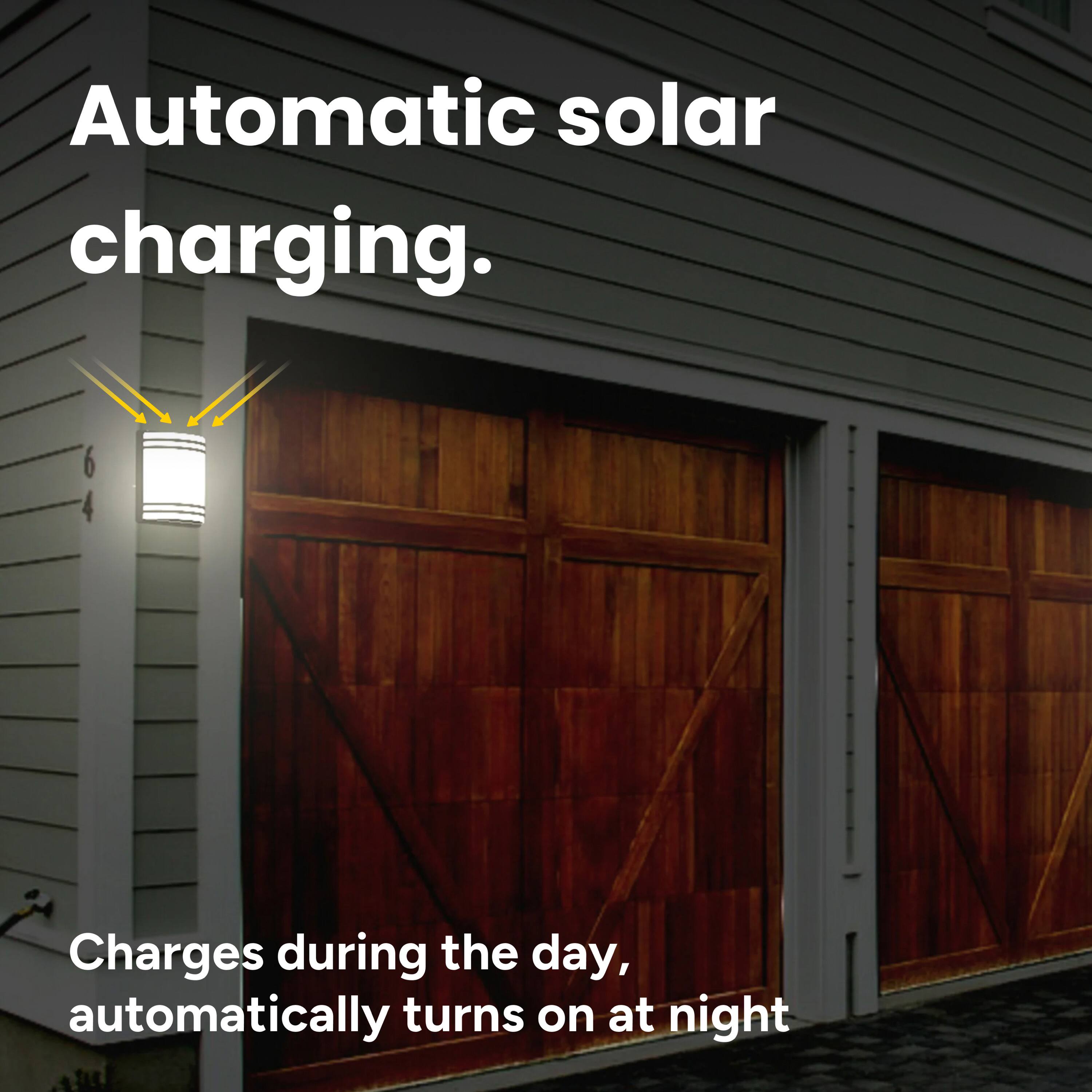 Automatic solar charging. Charges during the day, automatically turns on at night.