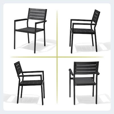 Alt View 5. Crestlive Products - Crestlive Products 11pc Patio Dining Set Aluminum Rectangle Table 10 Stackable Stationary Chairs No Armrest - Black-11PC.