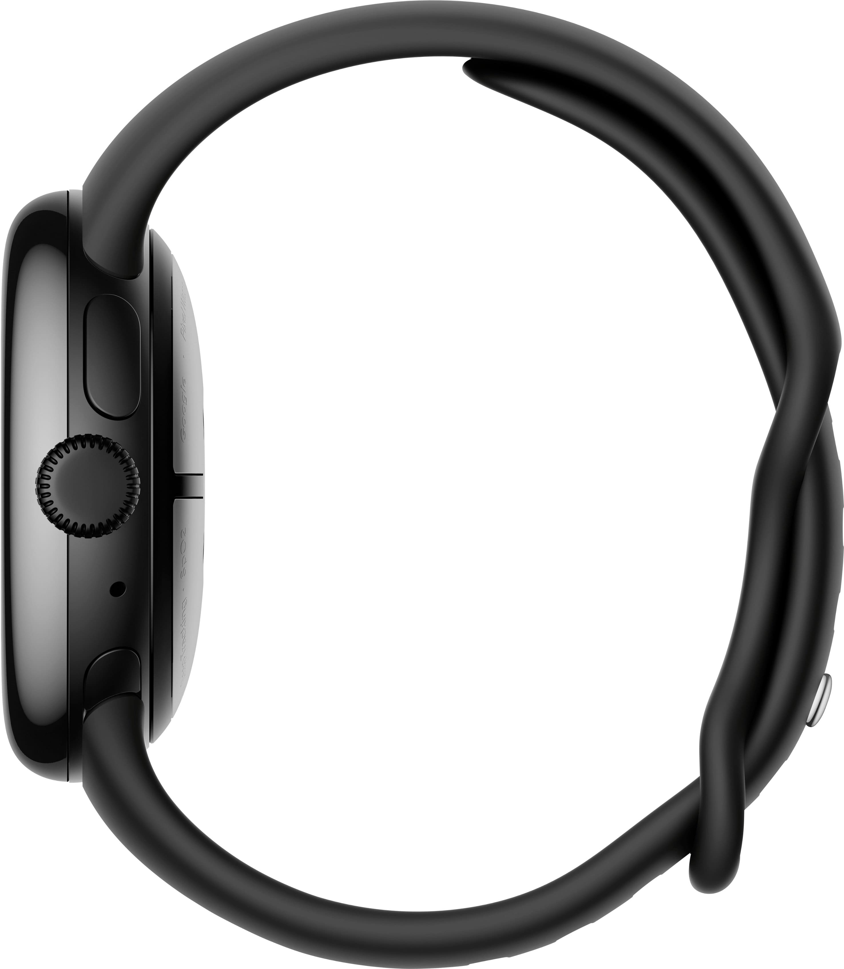 Left. Google - Pixel Watch 3 (41mm) Smartwatch with Obsidian Band - LTE - Matte Black.