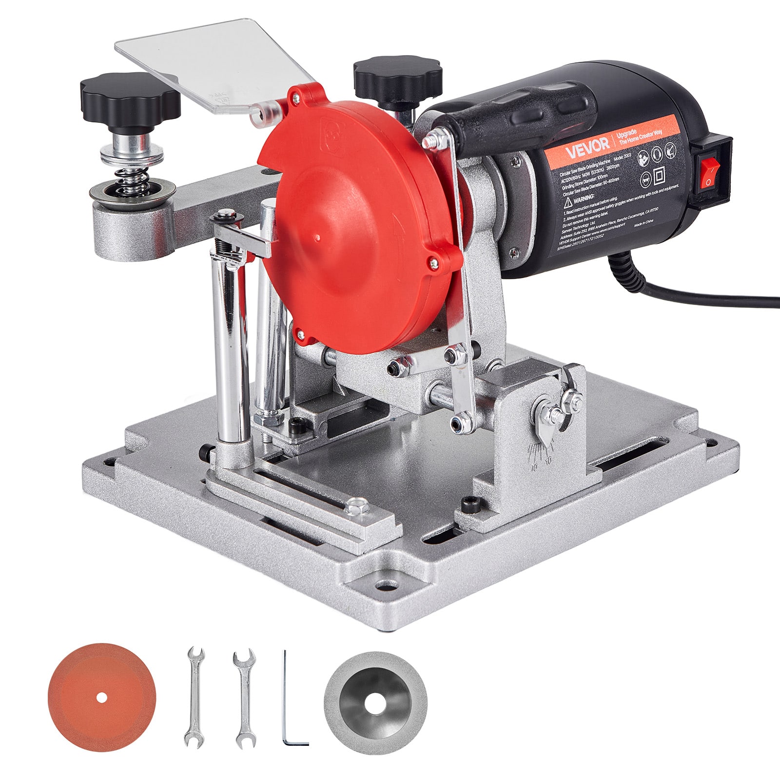 "VEVOR - Circular Saw Blade Sharpener,140W 3800RPM Electric Saw Blade Sharpening Machine with 4"" Ceramic &Diamond Grinding Wheels - Red;Silver" price history on PriceWatchPro
