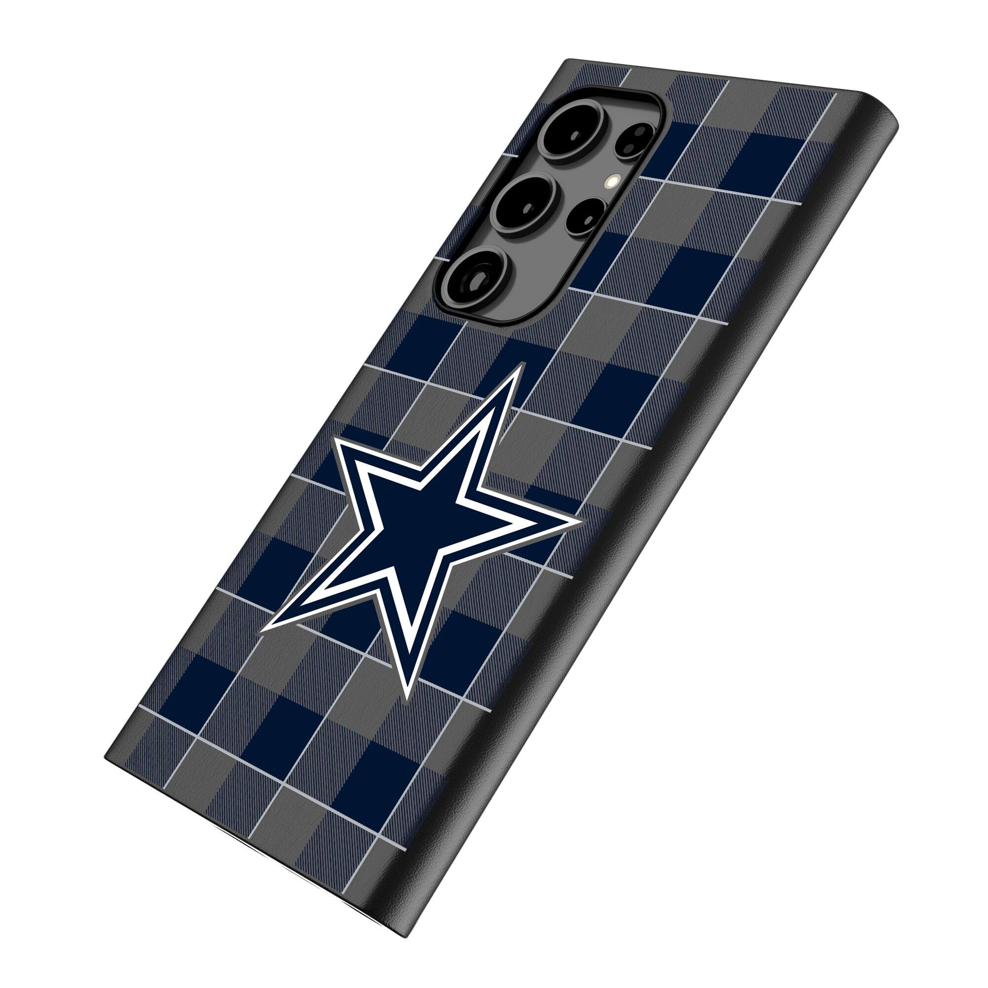 Alt View 1. Keyscaper - Dallas Cowboys Plaid Galaxy Magnetic Bump Case - S24 Ultra - Black.