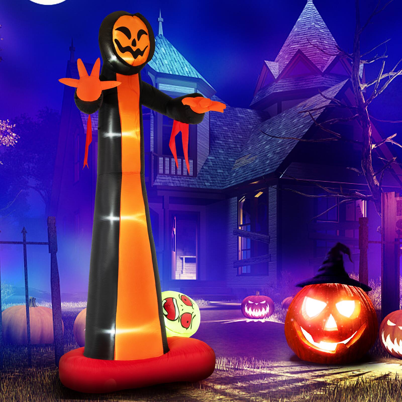 Costway 12 FT Inflatable Grim Reaper Ghost Large Halloween Inflatables ...