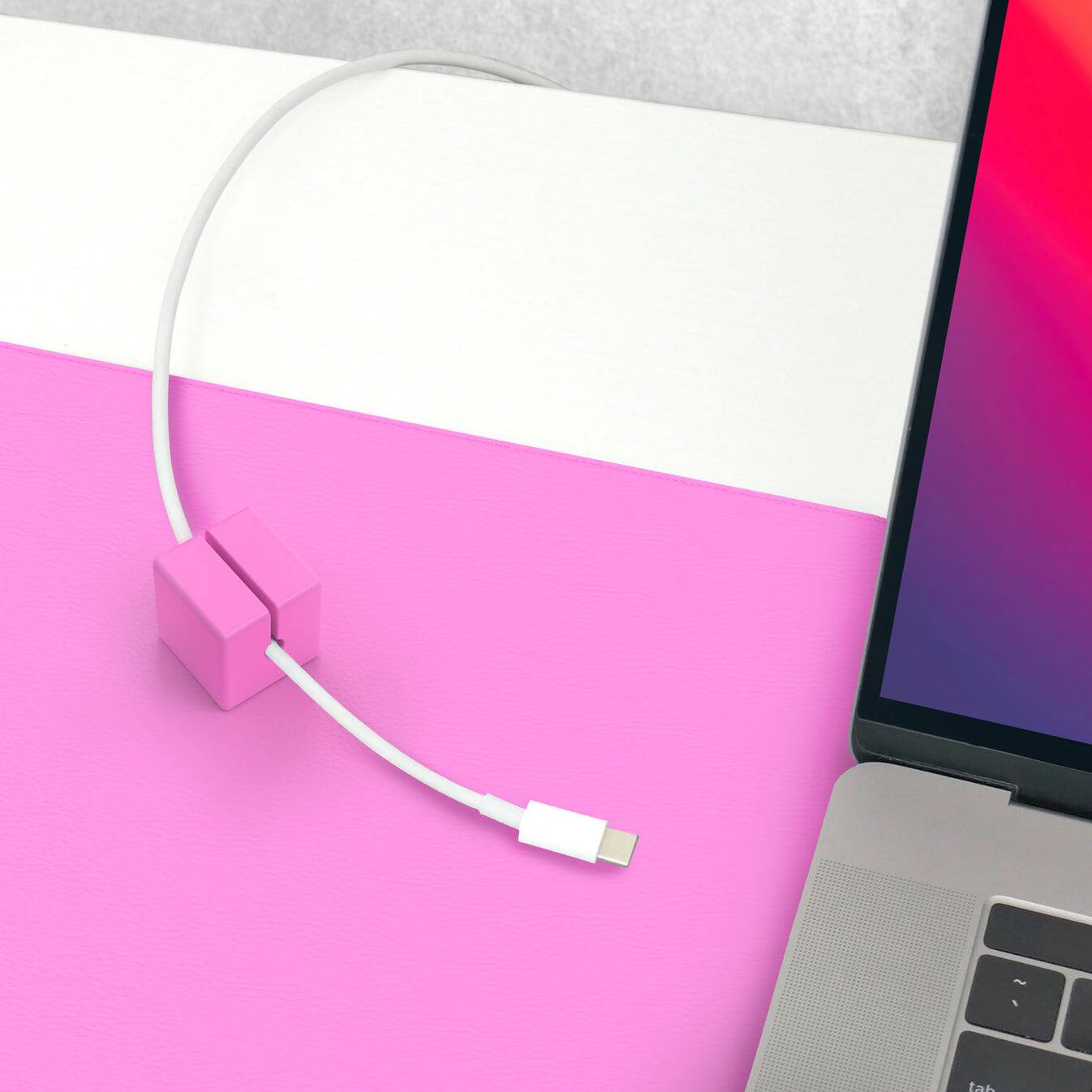 Back. Function 101 - Cable Blocks Magnetic Cord Organizers - Pink (3 pack) - Pink.