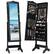 Front. Costway - Mirrored Jewelry Cabinet Mirror Organizer Storage Box Stand - Black.