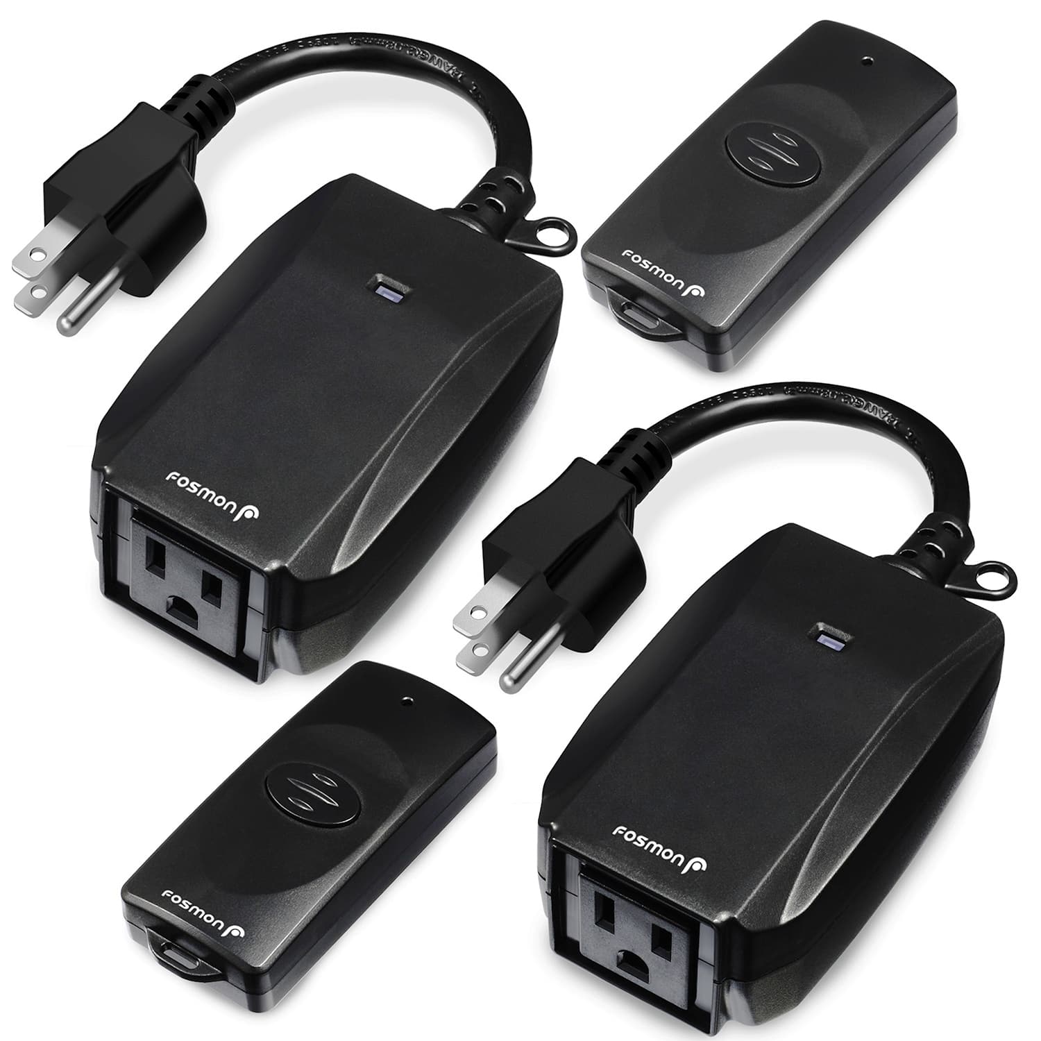 Fosmon - WavePoint [ETL Listed] 2 Pack Wireless Remote Control Outlet, Weatherproof Outdoor Outlet Switch, Power Plug Electrical - Black
