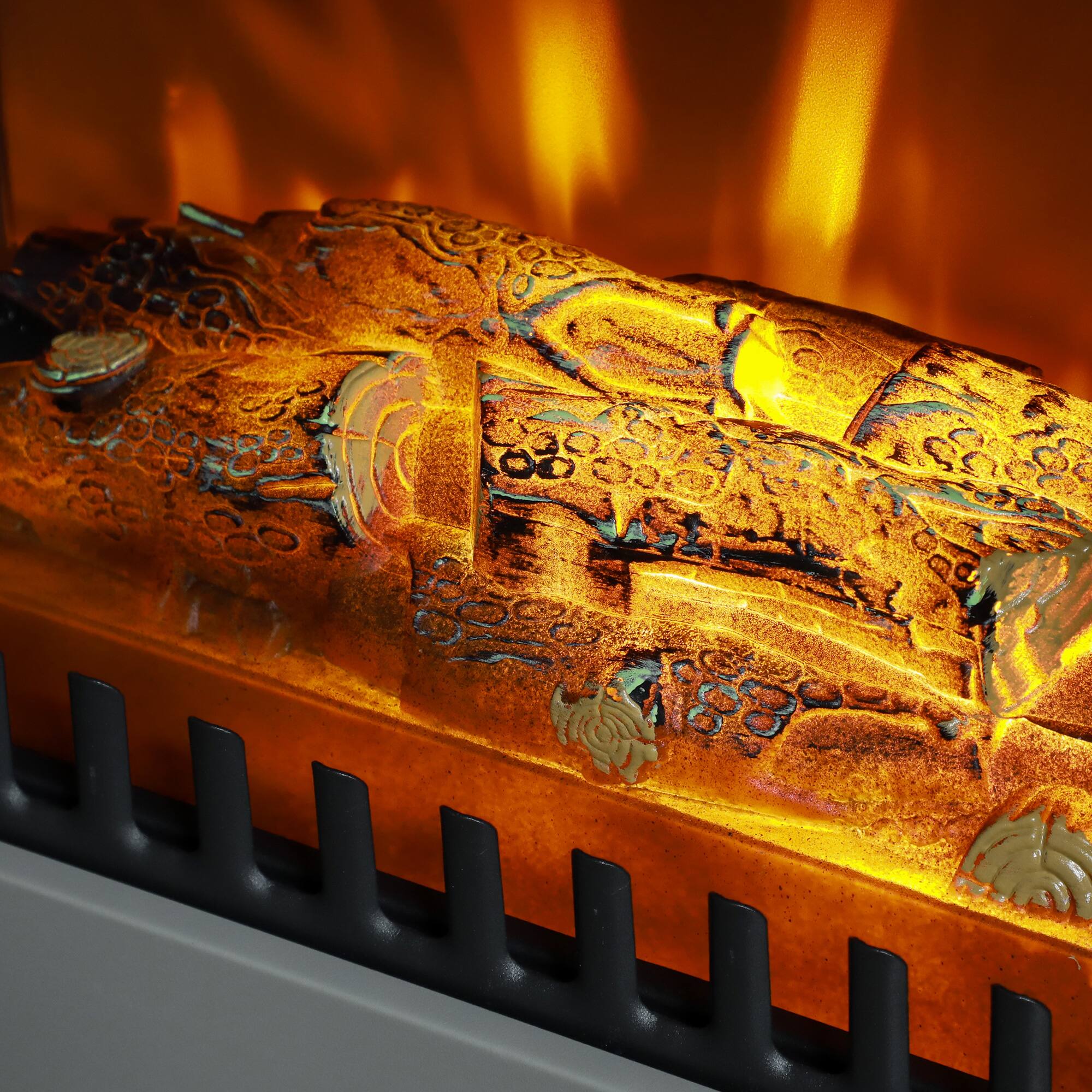 Alt View 8. Homcom - 22" Electric Fireplace Heater, Freestanding Fire Place Stove with Realistic LED Flames and Logs - Gray.