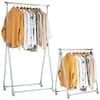 Front. Costway - Costway Extendable Clothing Garment Rack Heavy Duty Foldable Clothes Rack W/Hanging Rod - Silver.