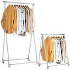Front. Costway - Costway Extendable Clothing Garment Rack Heavy Duty Foldable Clothes Rack W/Hanging Rod - Silver.