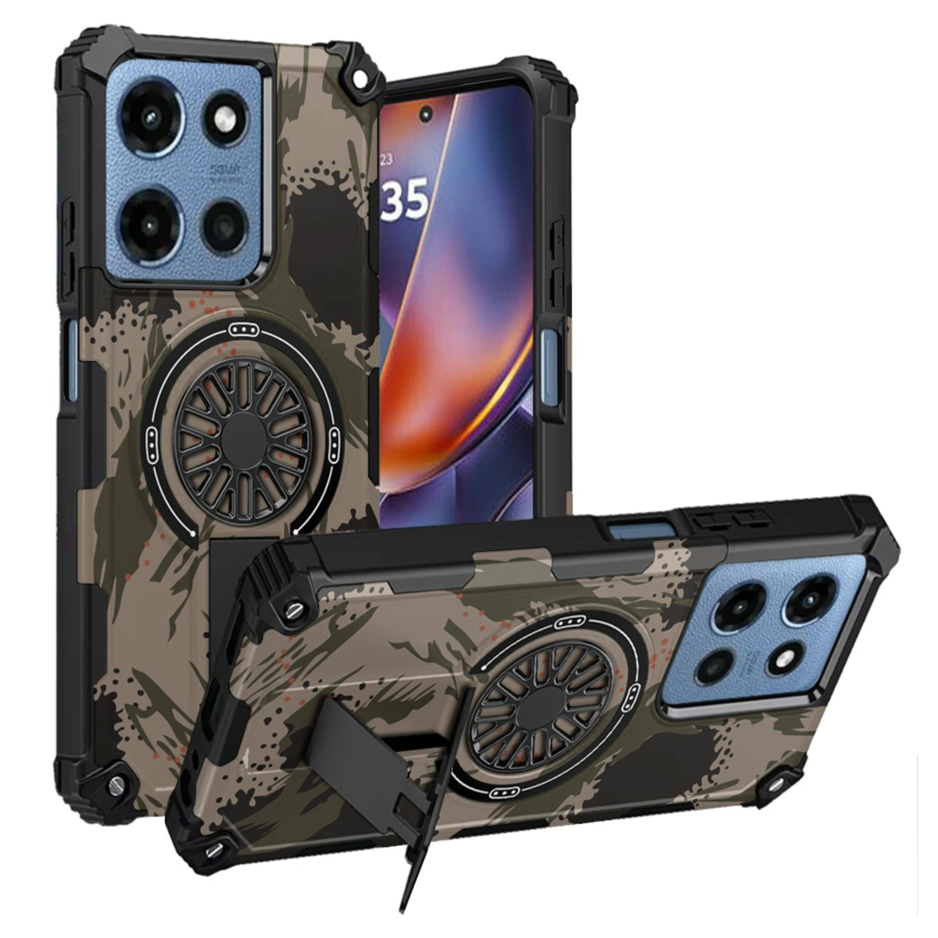 Front. Kitcheniva - Rugged Grip Stand Case With Tempered Glass For Moto G 2025/2026/G Play 2026 B - Multicolor.