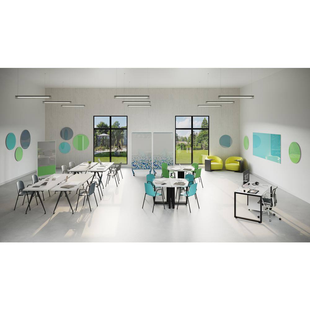 Angle. Ghent - Ghent Coda Low Profile Circular Glassboard, Magnetic, Green, 24" Diameter - Green.
