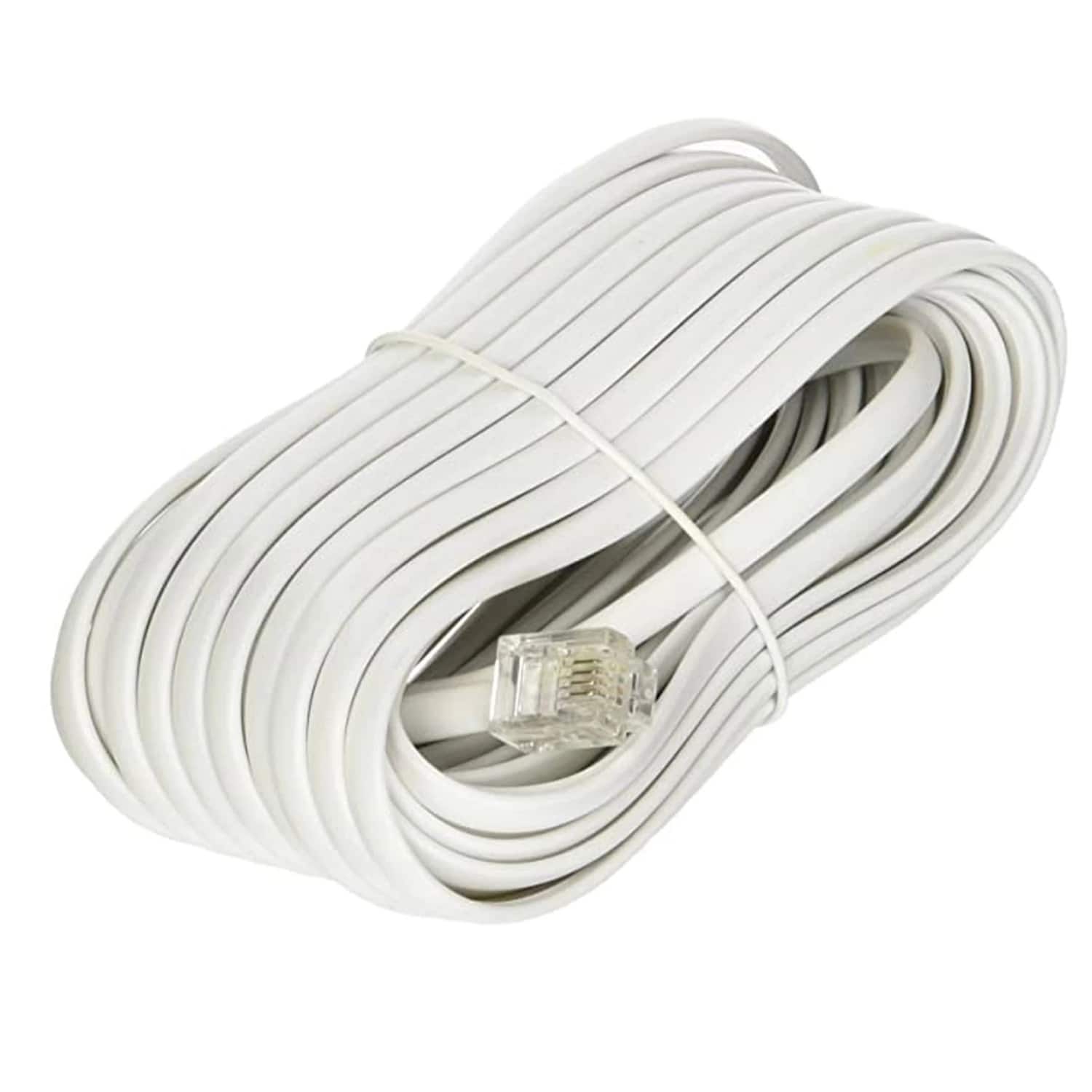 Home Collection - 25 FT RJ11 4C Modular Telephone Extension Cord - White