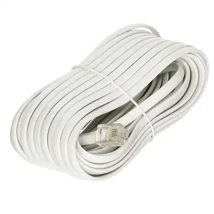 Front. Home Collection - 25 FT RJ11 4C Modular Telephone Extension Cord - WHITE.