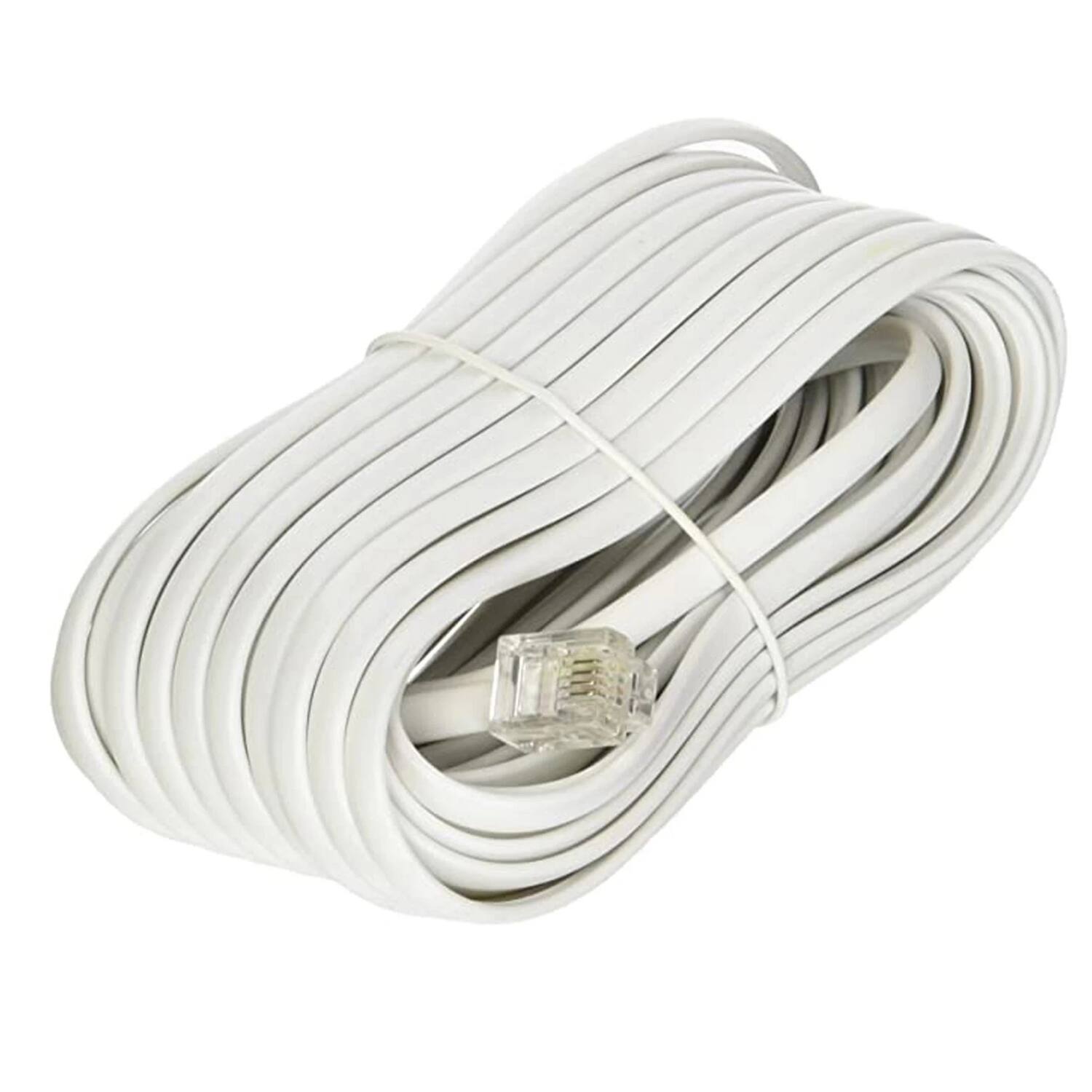Home Collection - 25 FT RJ11 4C Modular Telephone Extension Cord - White