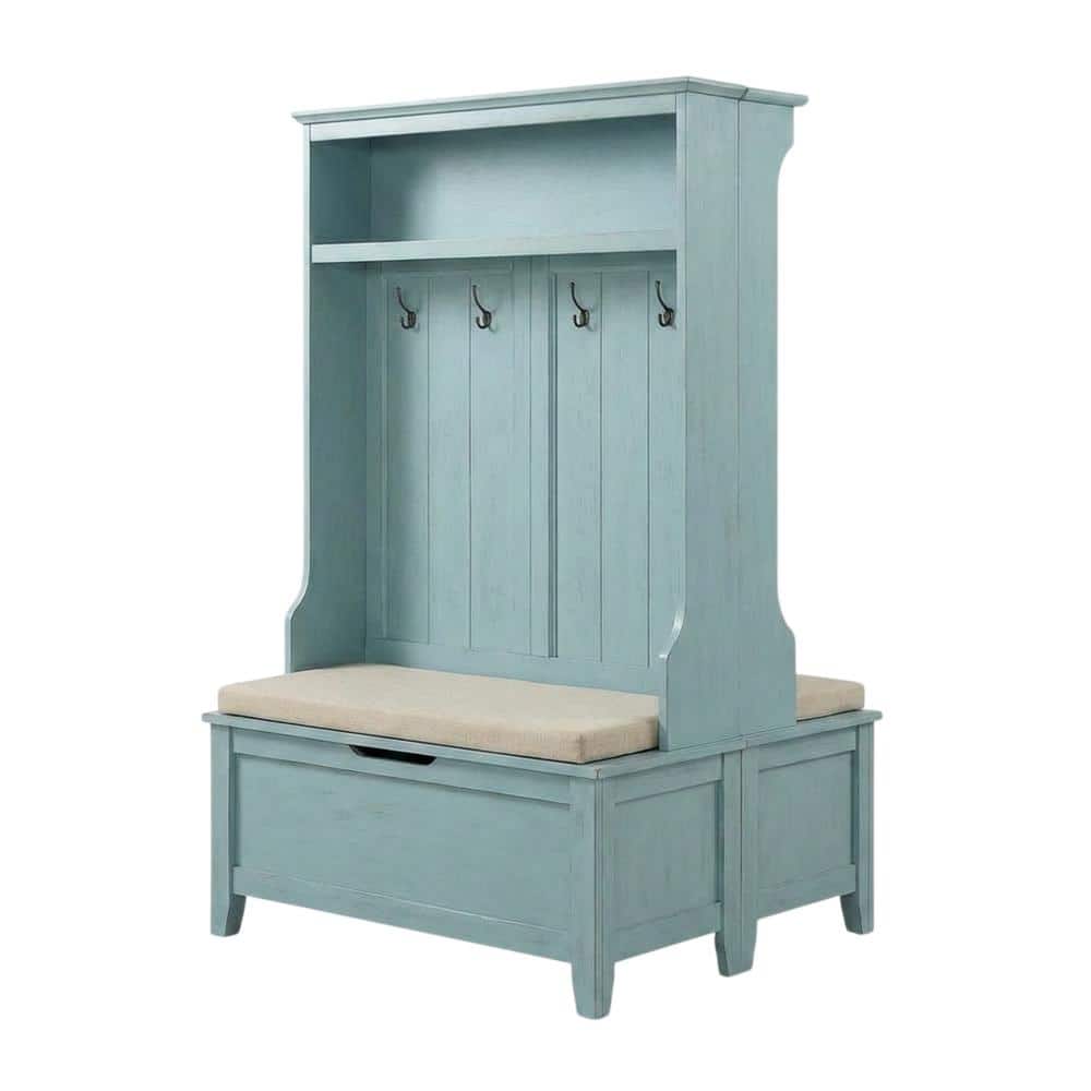 FurniFact - Brown Hall Tree - Distressed Seafoam Blue price history on PriceWatchPro