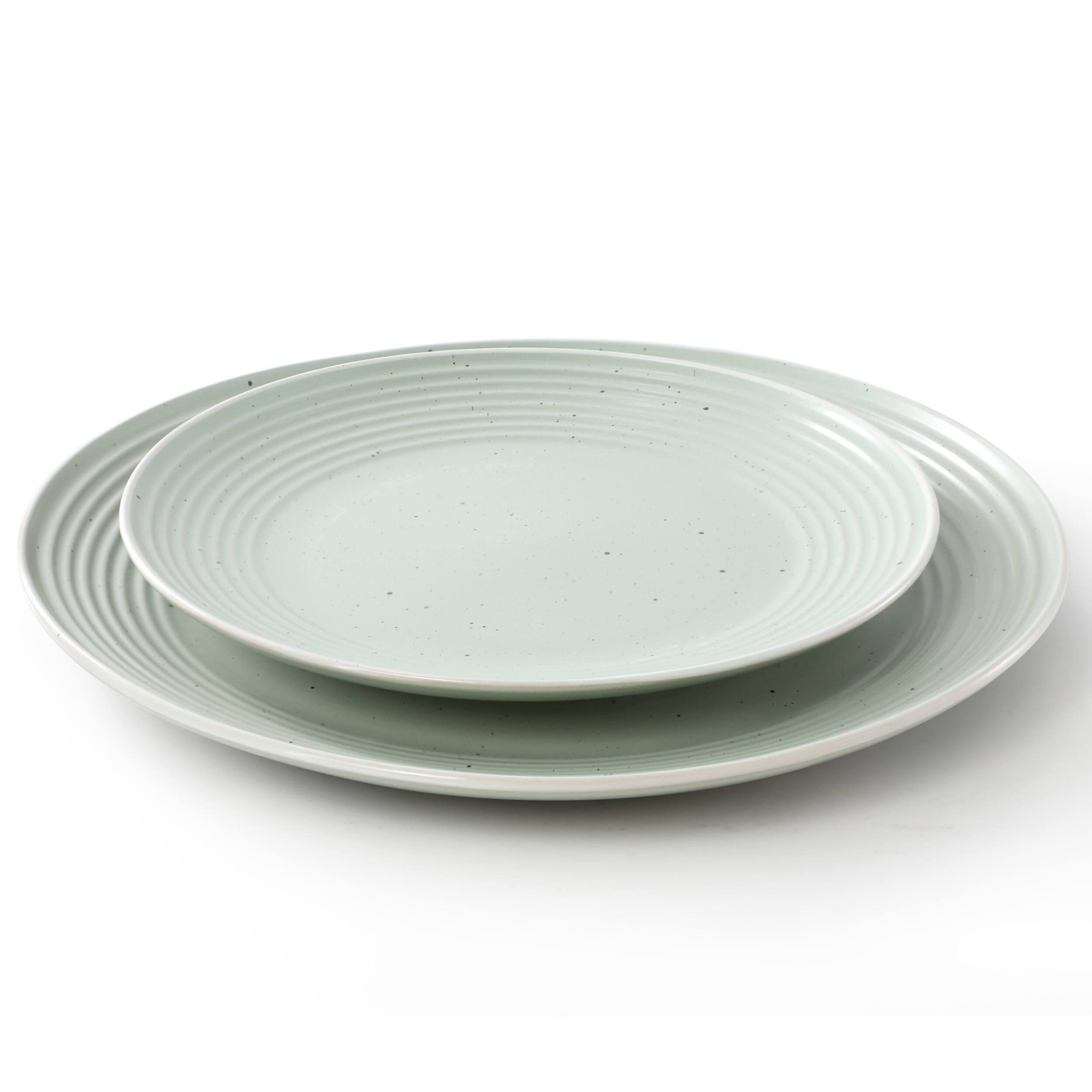 Alt View 1. Elama - Elama Emilia 16 Piece Double Bowl Stoneware Dinnerware Set in Light Green - Light Green.