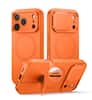 Front. SURITCH - Phone Case for iPhone 17 Pro Max with Magnetic Camera Slide Cover & Kickstand, Compatible with MagSafe,Shockproof Bumper - Vibrant Orange.