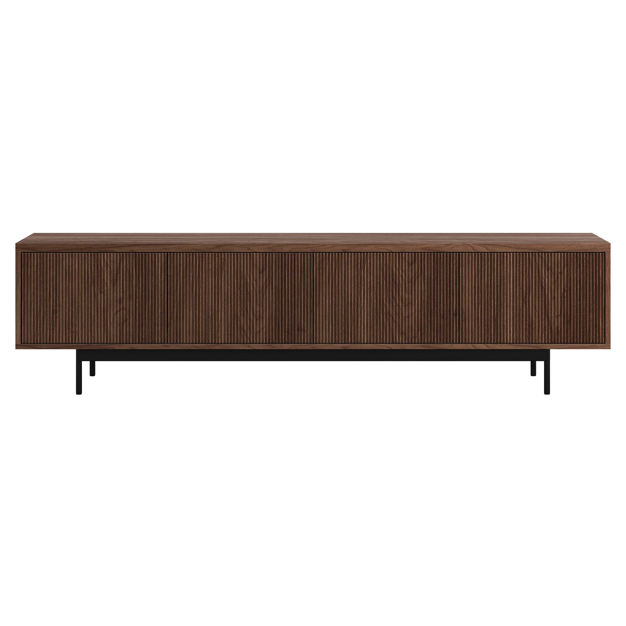 Angle. Hudson&Canal - Whitman Rectangular Fluted TV Stand for TV's up to 85" in Satin Walnut - Satin Walnut.