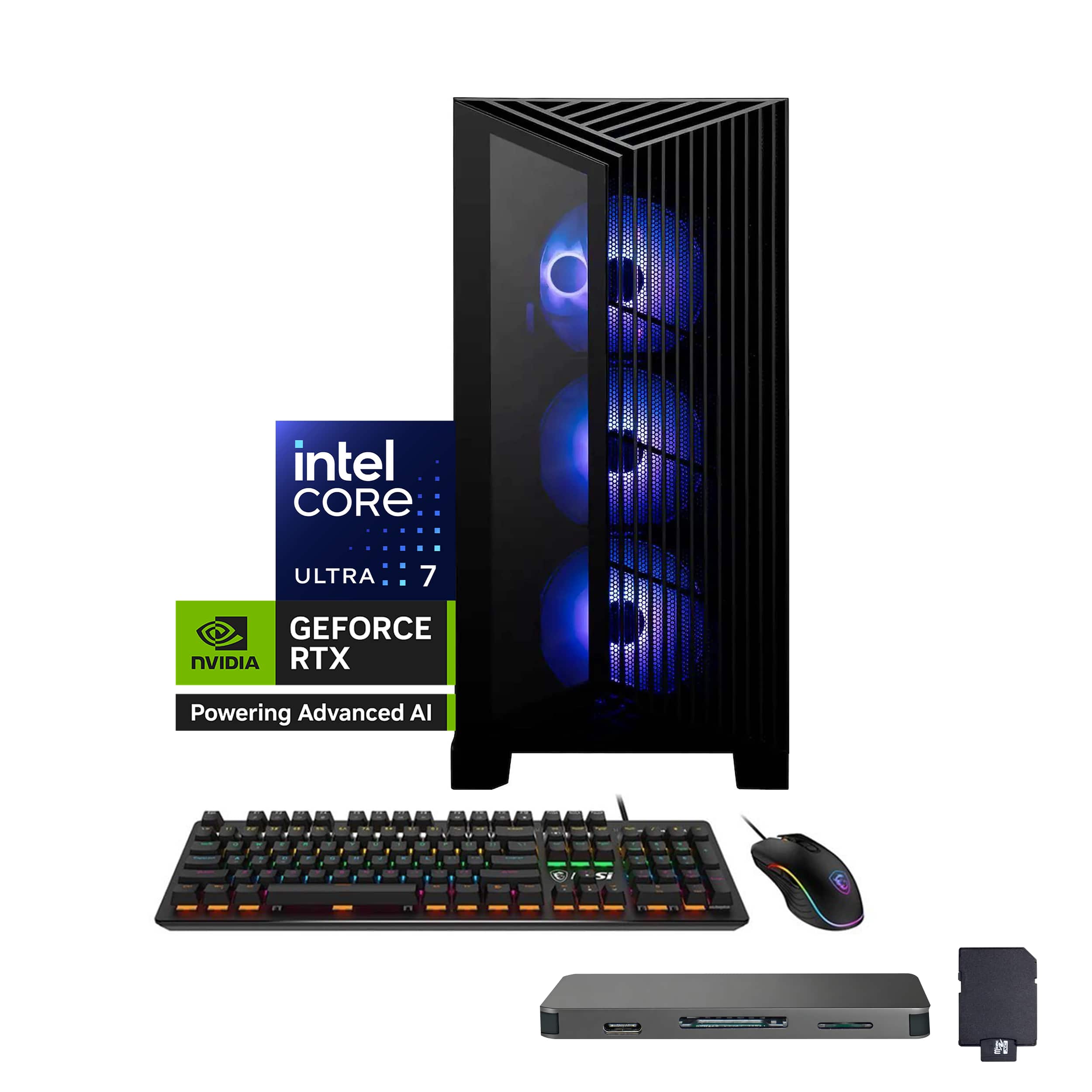 MSI - Upgraded - Aegis R2 AI Gaming Desktop,Intel Core Ultra 7 265,GeForce RTX 5070 Ti,24GB RAM,1TB SSD+1TB Dock Set,Win 11 Pro - Black