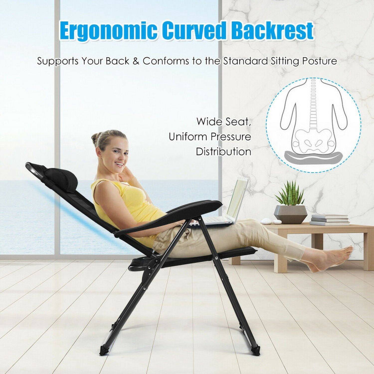 Ergonomic Curved Backrest  
Supports Your Back & Conforms to the Standard Sitting Posture  

Wide Seat, Uniform Pressure Distribution