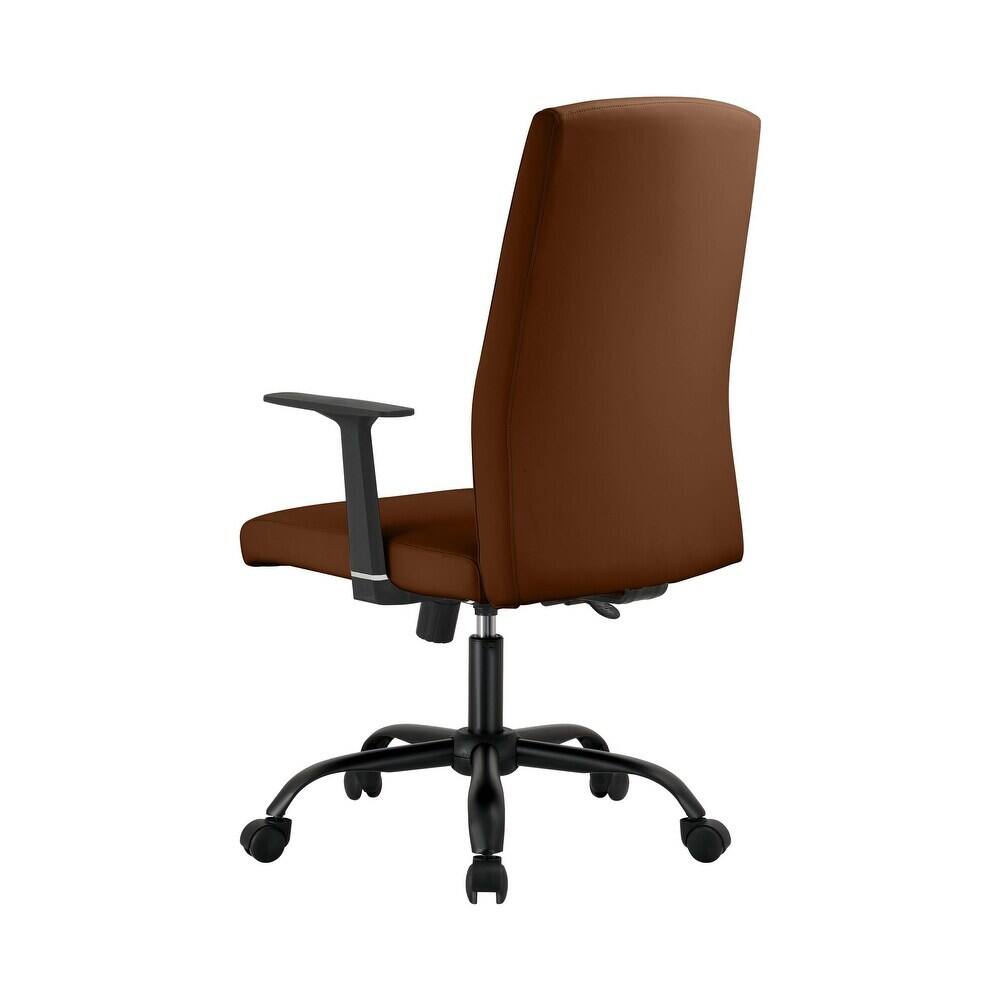 Alt View 2. LeisureMod - Evander Leather Office Chair Aluminum Frame with Adjustable Height, Swivel, Ergonomic Desk Chair - Dark Brown.