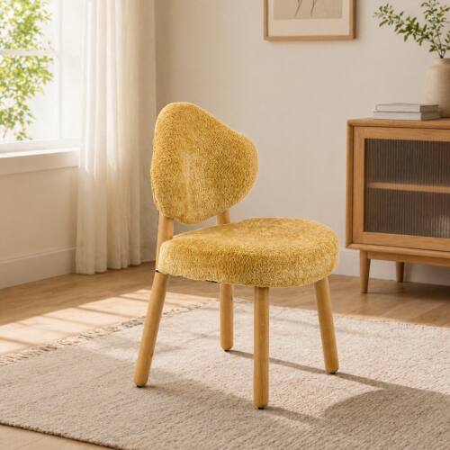 Alt View 7. Winado - Cute Cloud-Back Solid Wood Legs for Girls, Plush Chenille Velvet Makeup Armless Vanity Chair for Bedroom,Living Room - Yellow.