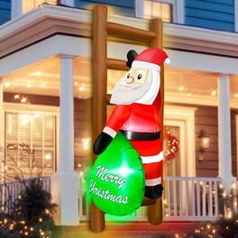MOSZAR LLC - nflatable Santa Climbing Ladder with Gift Bag - Red