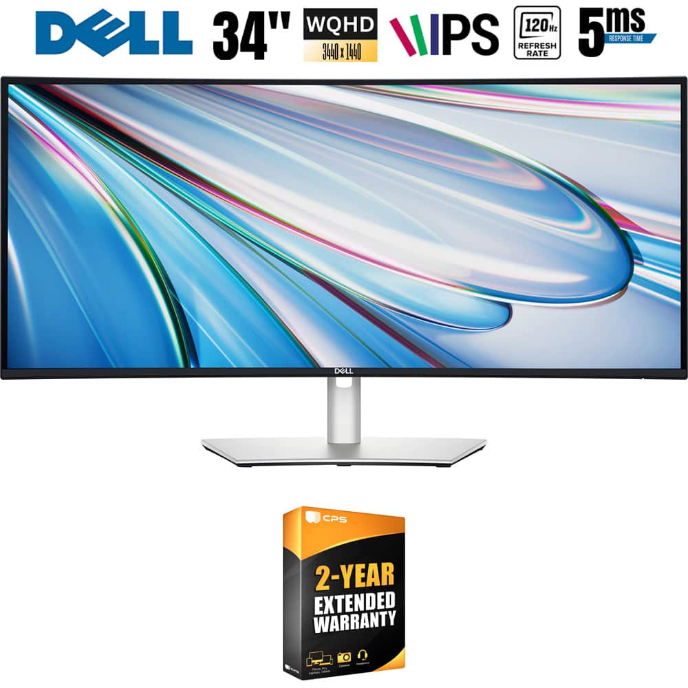 Dell - UltraSharp 34 WQHD 120Hz Curved Thunderbolt Hub Monitor w/ 2 YR Warranty Bundle