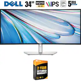 Dell - UltraSharp 34 WQHD 120Hz Curved Thunderbolt Hub Monitor w/ 2 YR Warranty Bundle