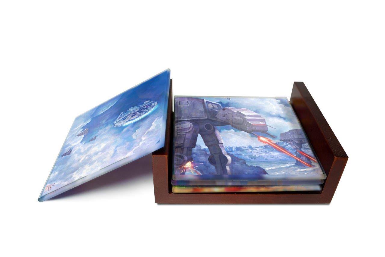 Back. Trend Setters - Star Wars (The Battle of Hoth) StarFire Prints™ Glass Coaster Set of Four - Black.
