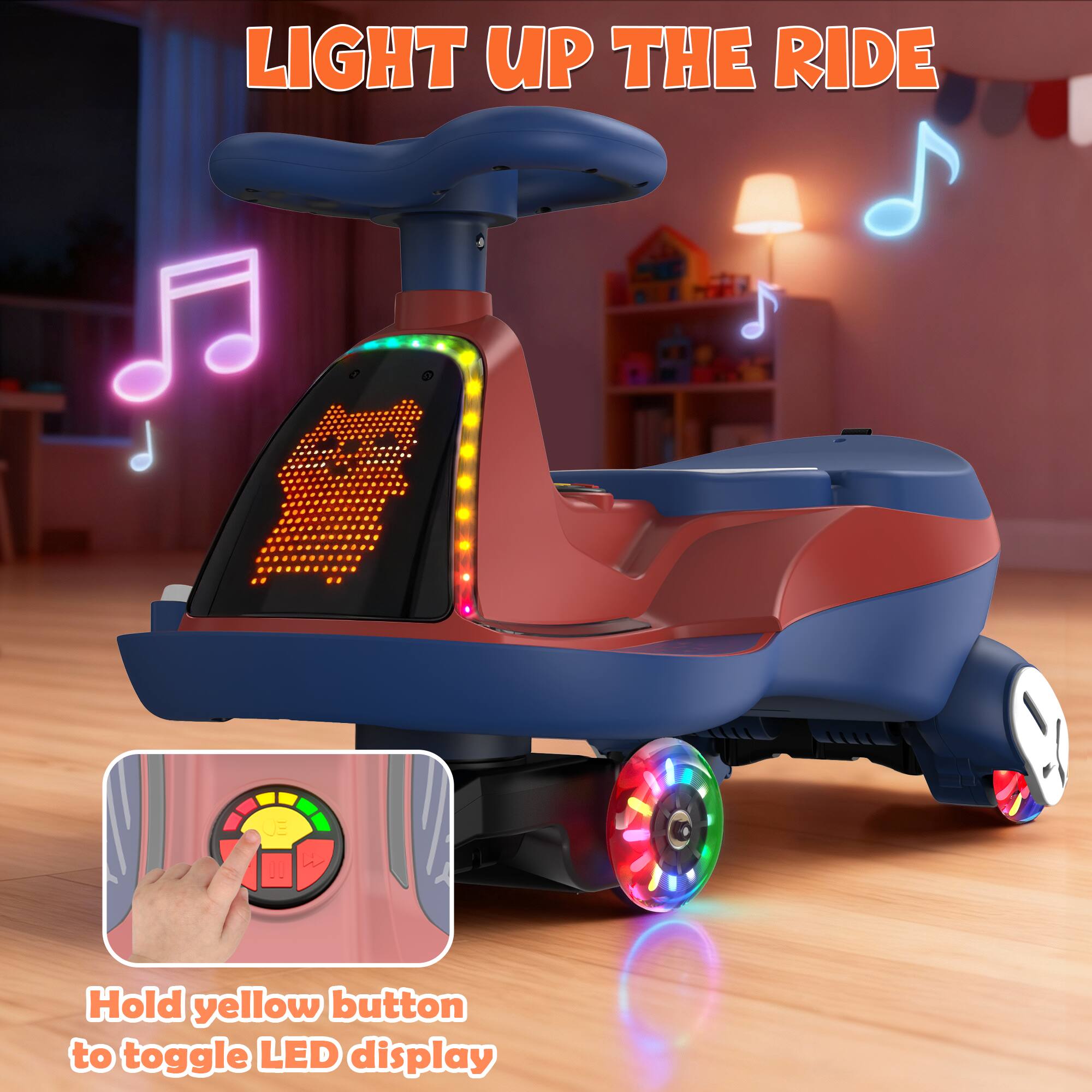LIGHT UP THE RIDE

Hold yellow button to toggle LED display