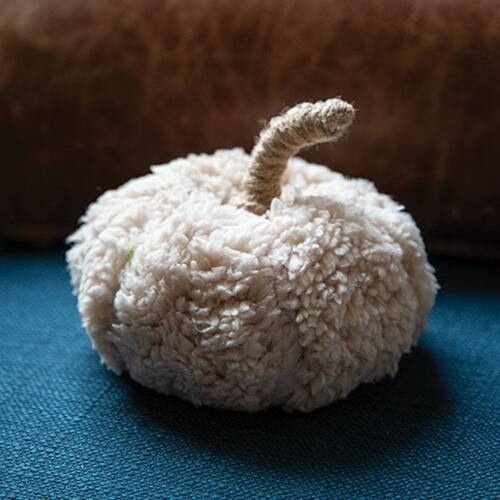 Angle. BreeBe - Ivory Sherpa Pumpkin w/Jute Stem Medium - Ivory.