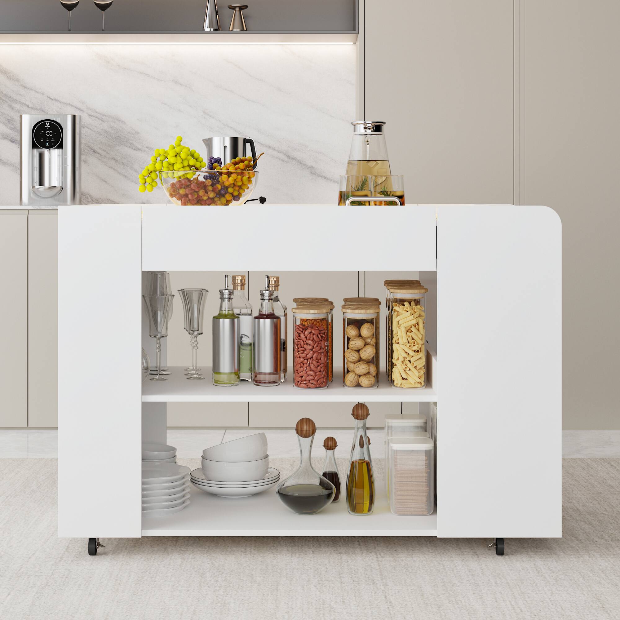 Alt View 6. Famapy - Famapy Mobile Kitchen Island Cart: Flexible Storage for Modern Spaces - White.