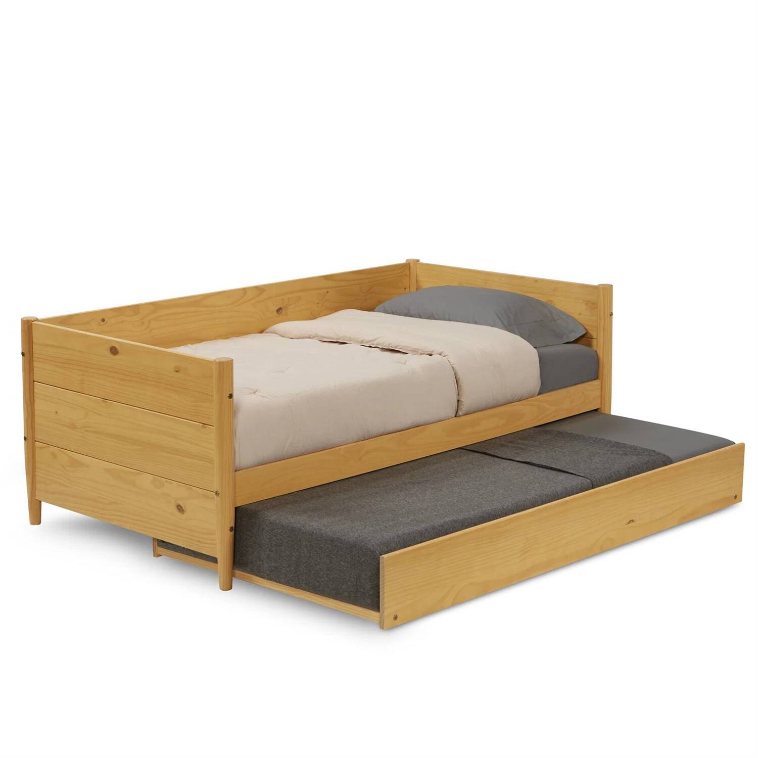 SlickBlue - Roll-Out Trundle Daybed – Solid Wood Frame for Guest Room or Kids’ Room - Light Yellow