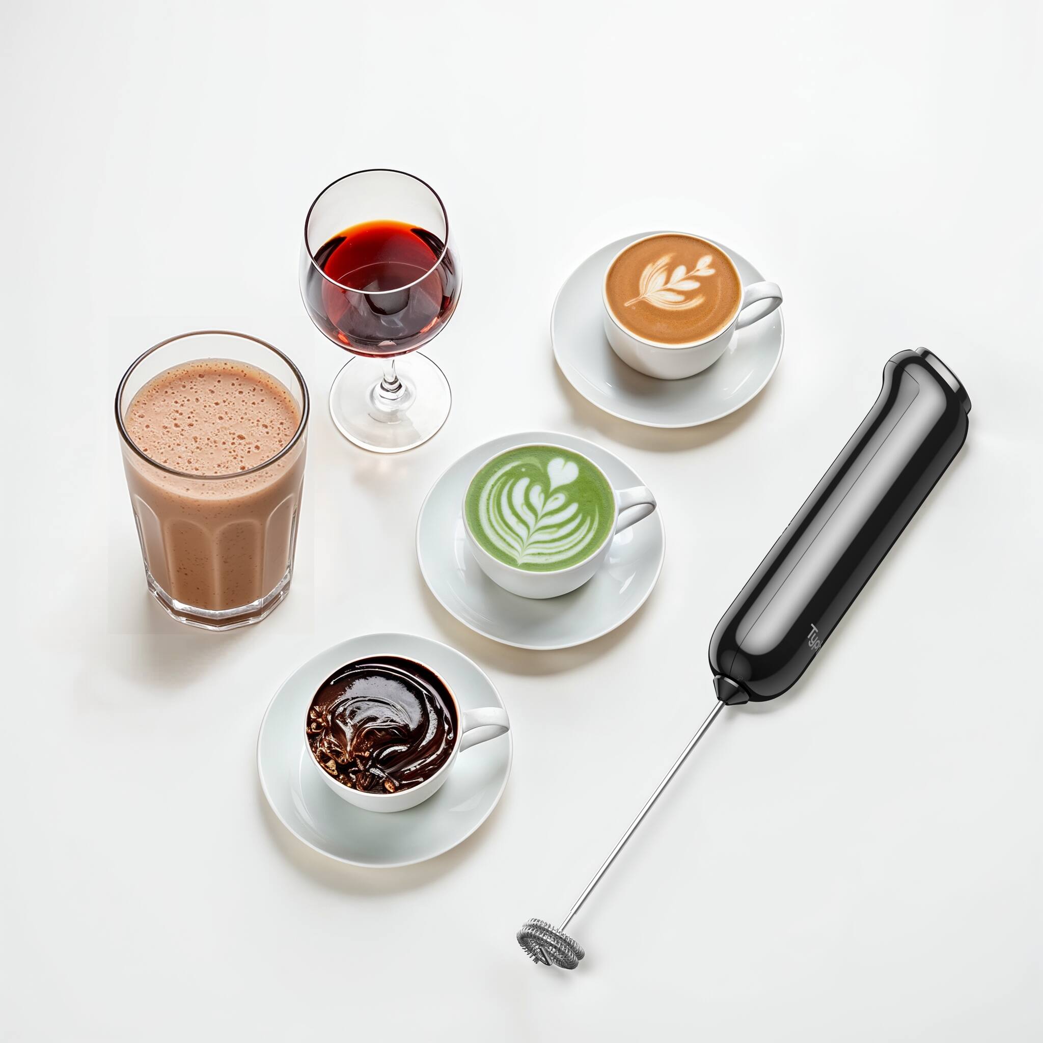 Alt View 4. Typhur - InstaWhisk Rechargeable Milk Frother Wand, Handheld Mixer with Variable Speed and 3 Whisks for Coffee, Matcha, and Latte - Black.