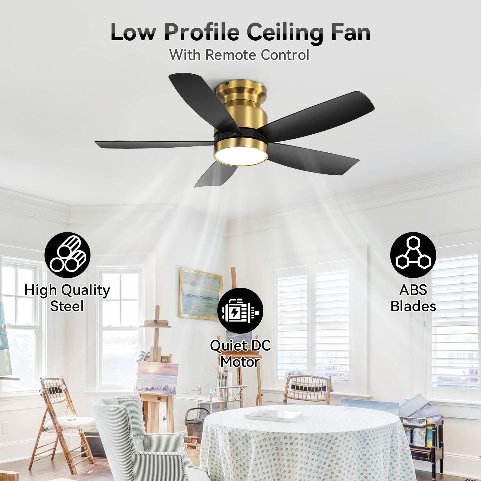 Low Profile Ceiling Fan With Remote Control

- High Quality Steel
- ABS Blades
- Quiet DC Motor