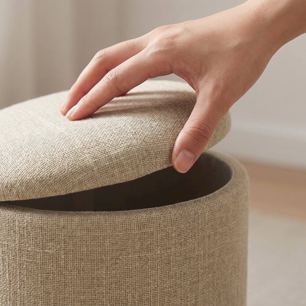 Alt View 3. Carolina Chair & Table - Handwoven Fabric Storage Ottoman - Multi-Purpose Foot Rest Light Green - Light Green.