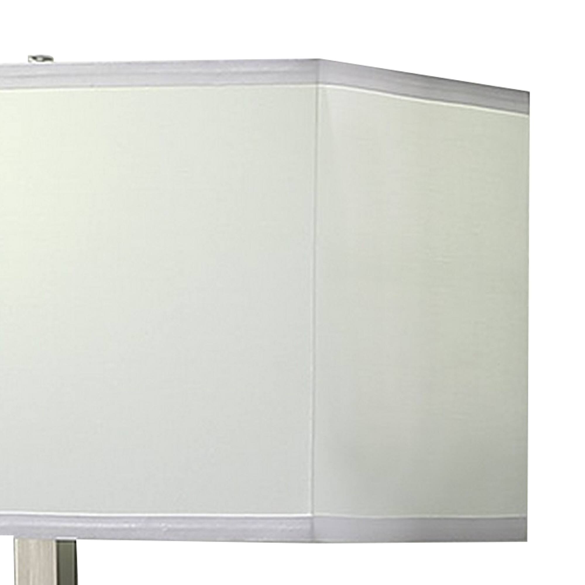 Angle. Manhattan Lane - Ziva 27 Inch Table Lamp, LED Night Light, Rectangular Shade - Chrome, White.